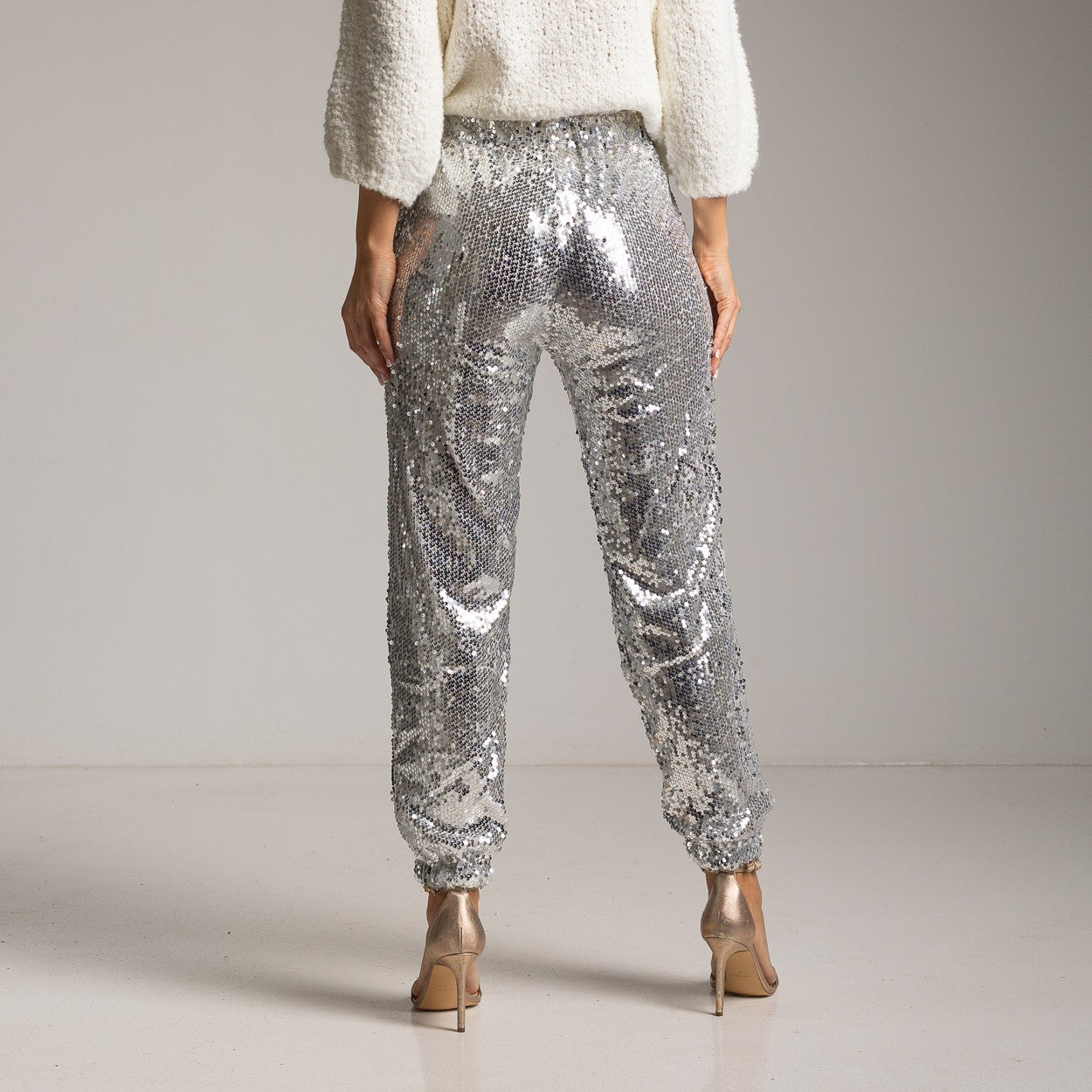 Albano's Pantalone Paillettes Argento Tg. M