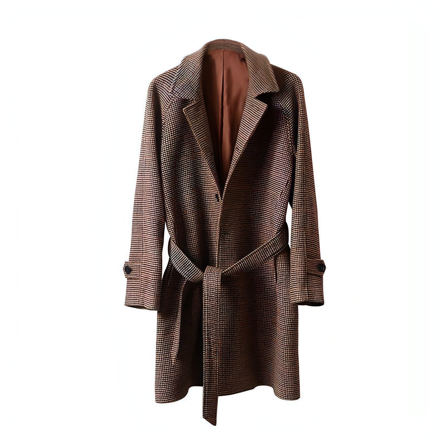 Vintage Gentleman Houndstooth Men's Clothing Woolen Trench Coat
