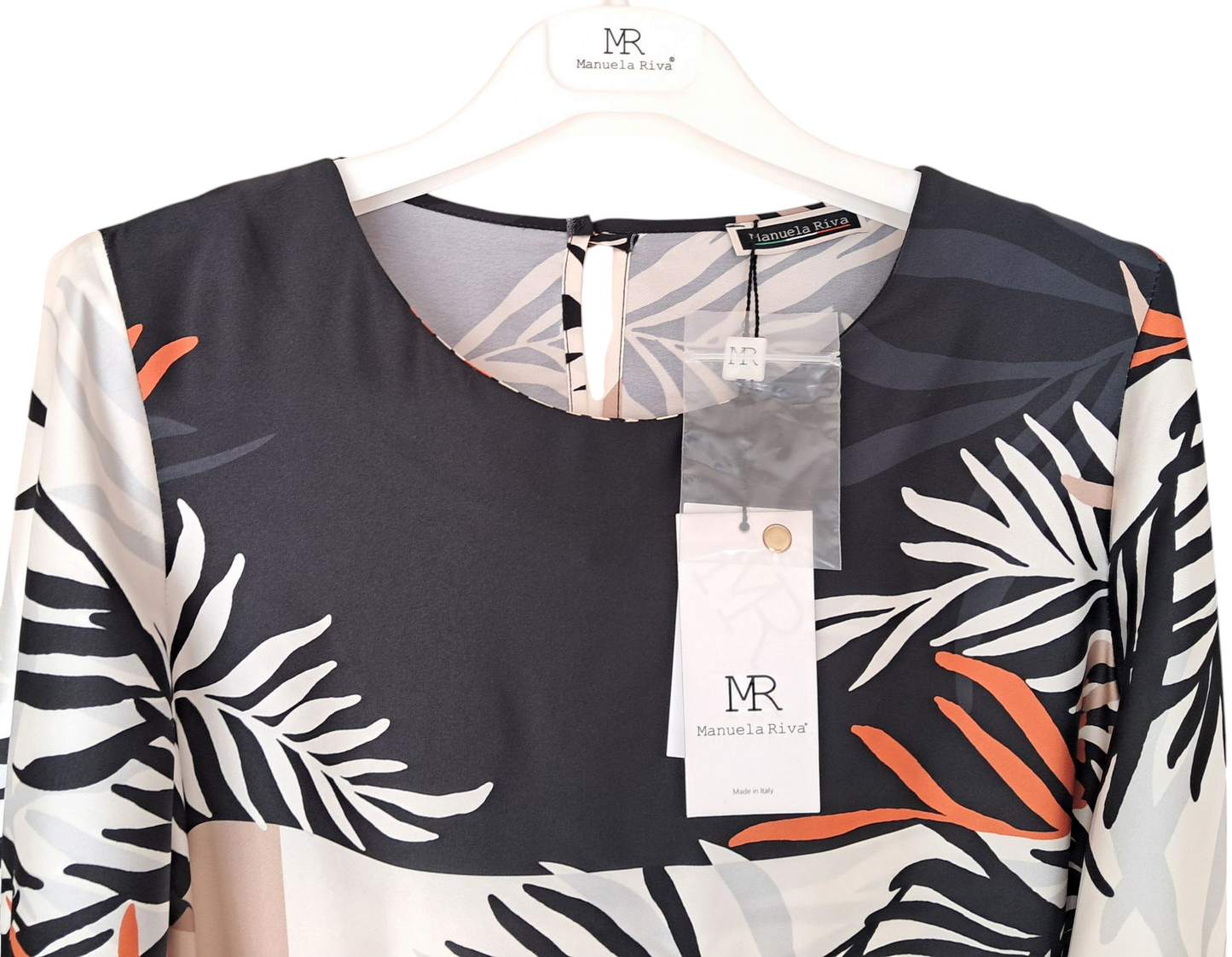 Manuela Riva Abito Donna lungo girocollo casual elegante manica 3/4 Tg. 44