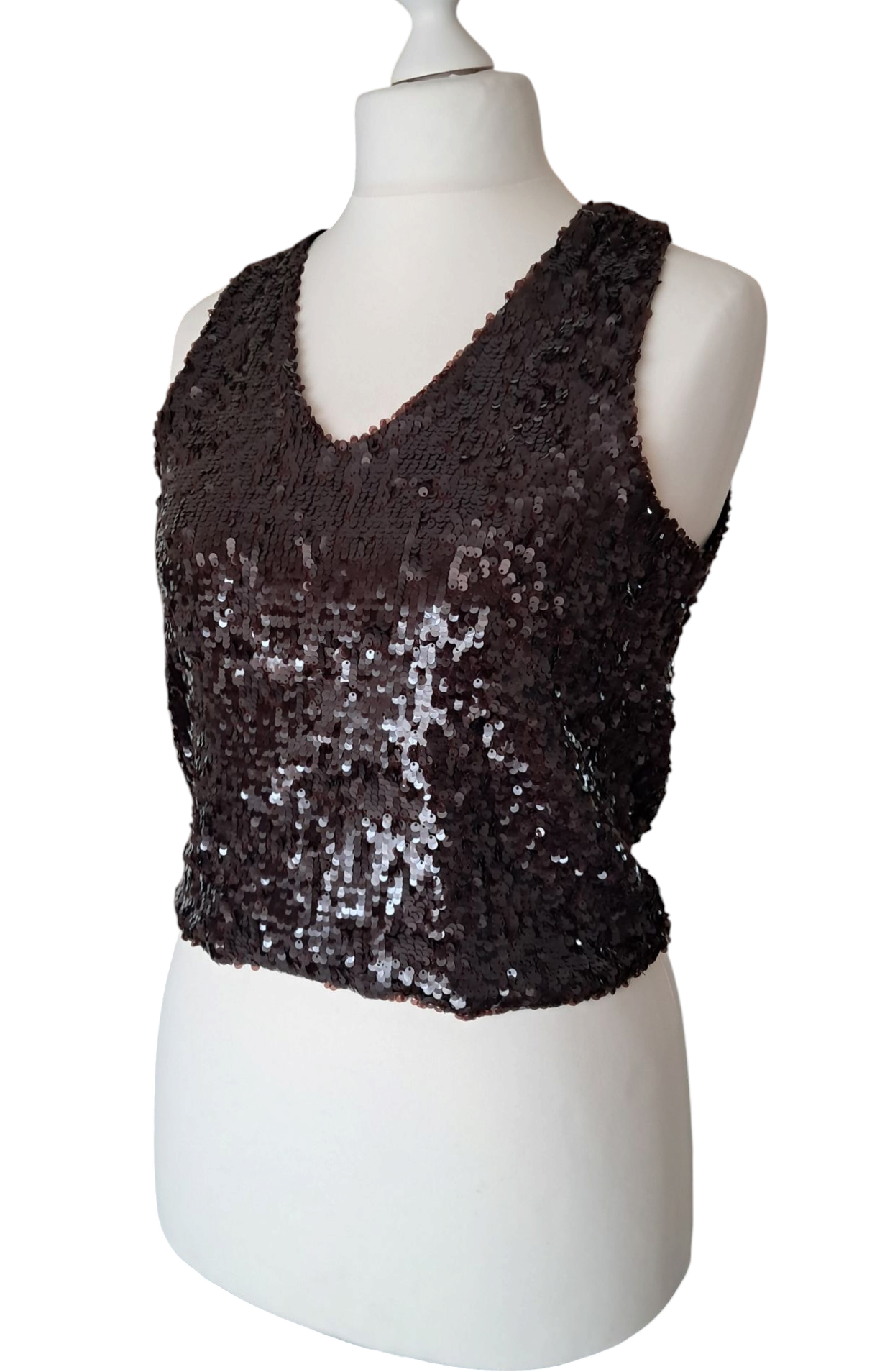 Souvenir Canotta Crop-top Paillettes Color Cioccolato