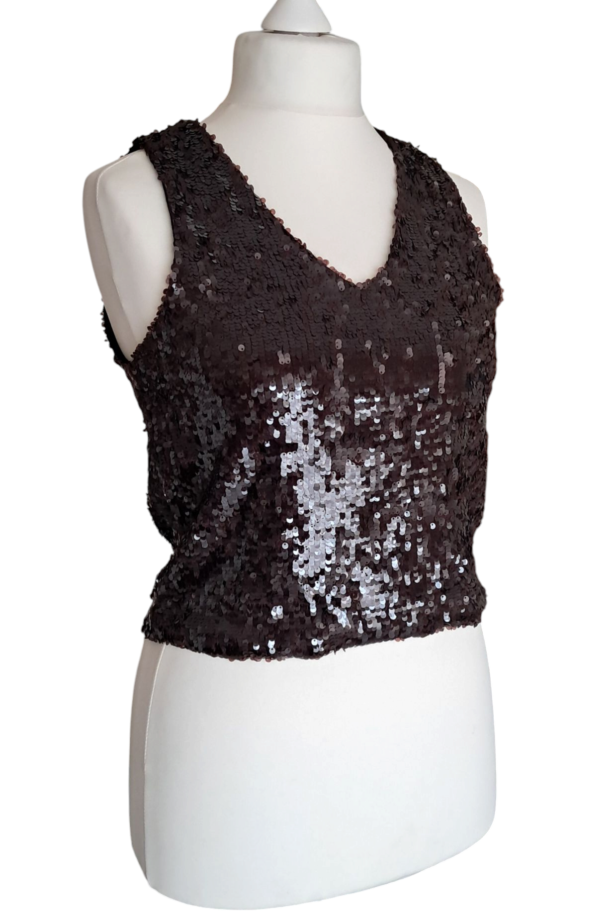 Souvenir Canotta Crop-top Paillettes Color Cioccolato