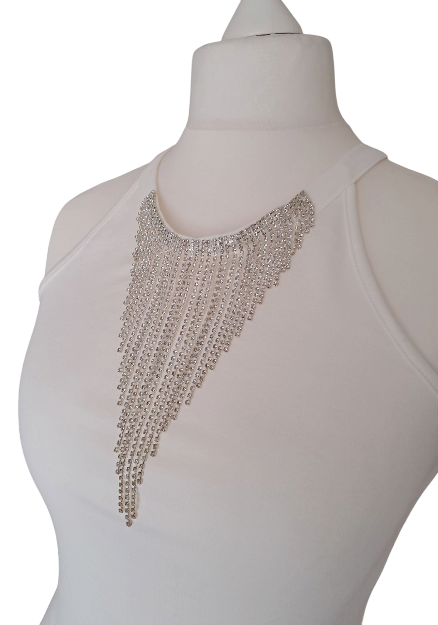J'Aime Sottogiacca Top Canotta Bianco Con Applicazioni Gioiello