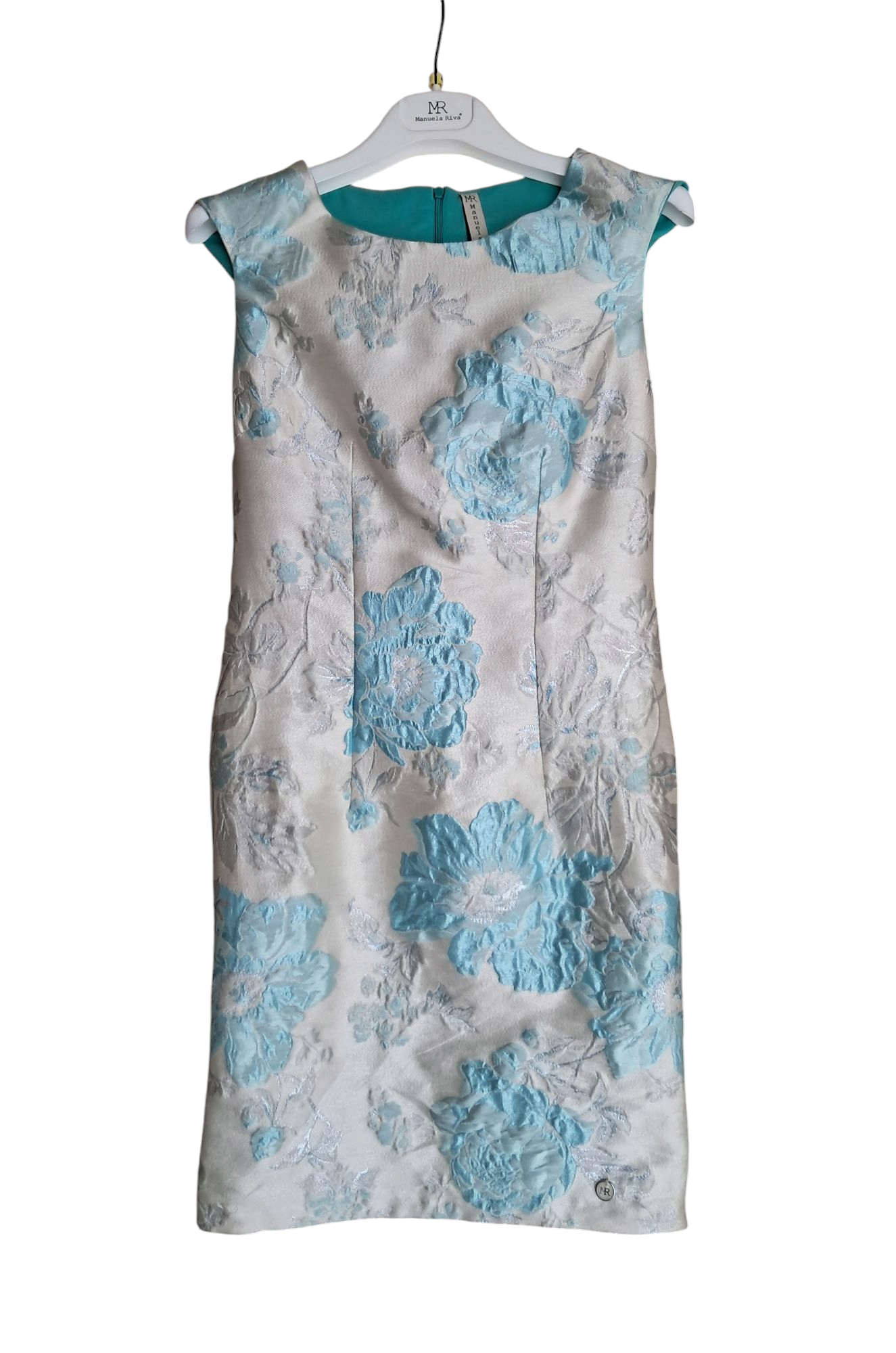 Manuela Riva chic Vestito Bianco/Celeste Tg. 44
