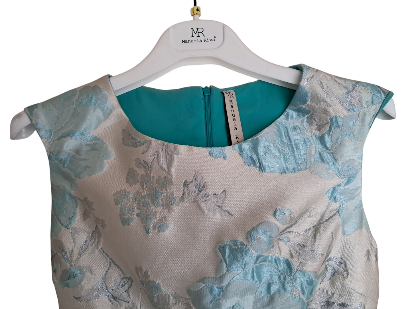 Manuela Riva chic Vestito Bianco/Celeste Tg. 44