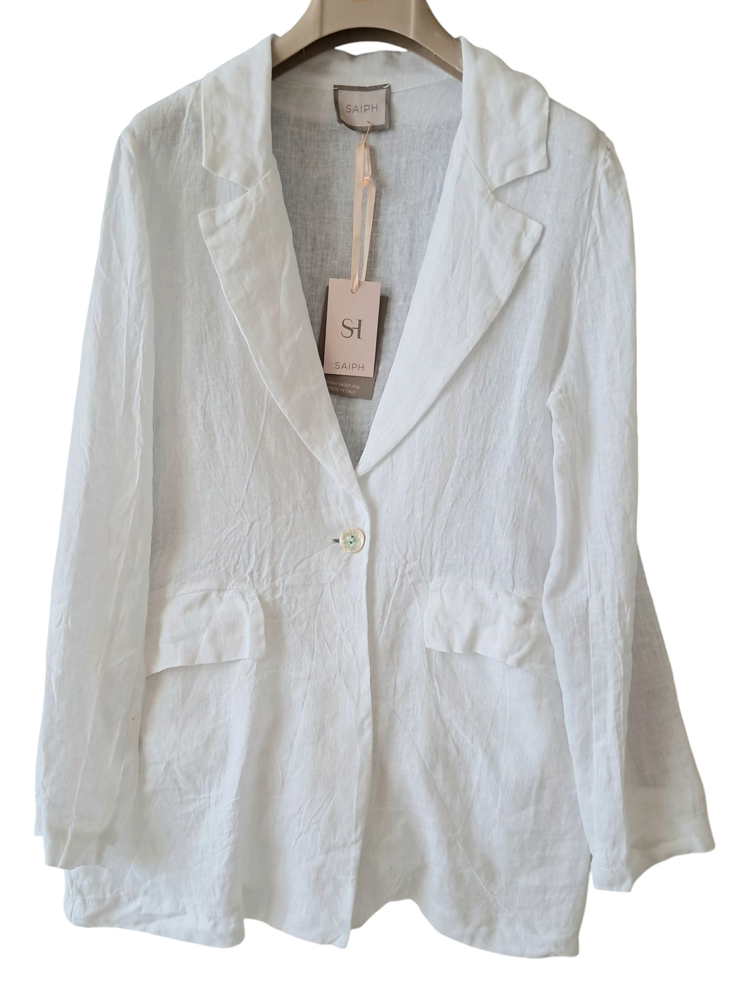 Saiph Giacca Donna 100% lino Bianco Blu