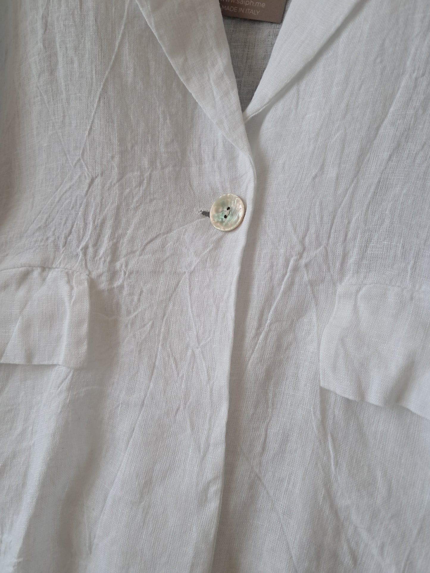 Saiph Giacca Donna 100% lino Bianco Blu