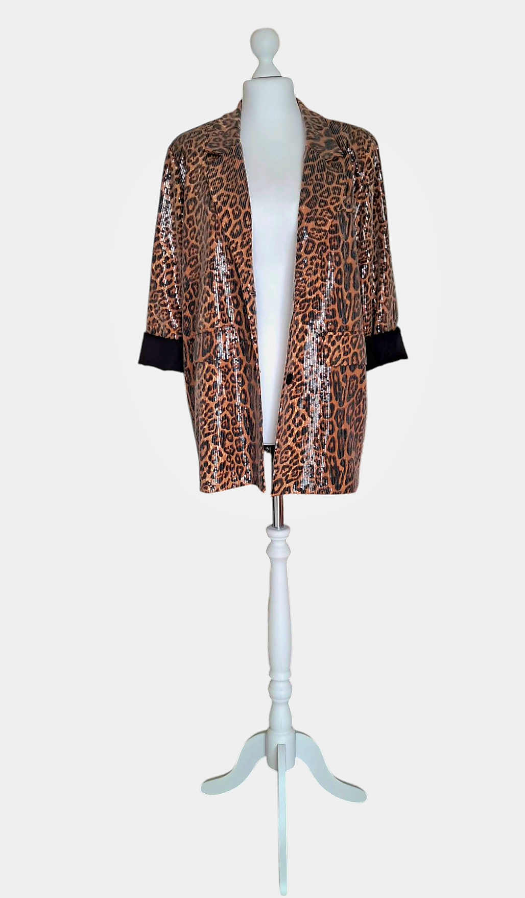 Giacca Donna Oversize Paillettes Monopetto Leopardato Sartoria Artigianale Italiana T U No Label