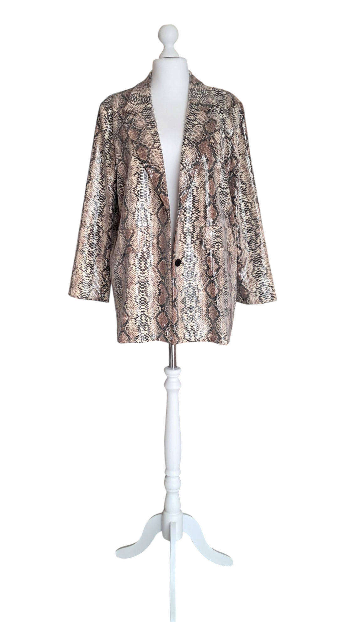 Giacca Donna 100% Cotone Oversize Paillettes Monopetto Pitonato Sartoria Artigianale Italiana T U No Label