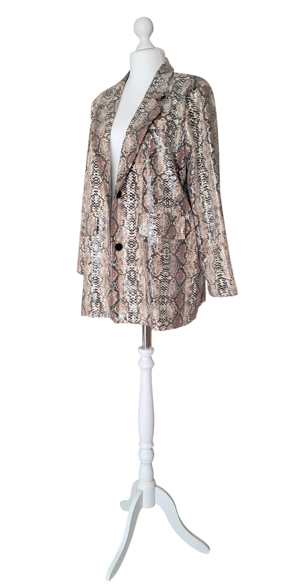 Giacca Donna 100% Cotone Oversize Paillettes Monopetto Pitonato Sartoria Artigianale Italiana T U No Label