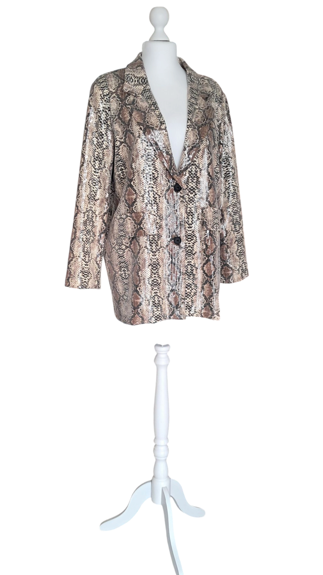 Giacca Donna 100% Cotone Oversize Paillettes Monopetto Pitonato Sartoria Artigianale Italiana T U No Label