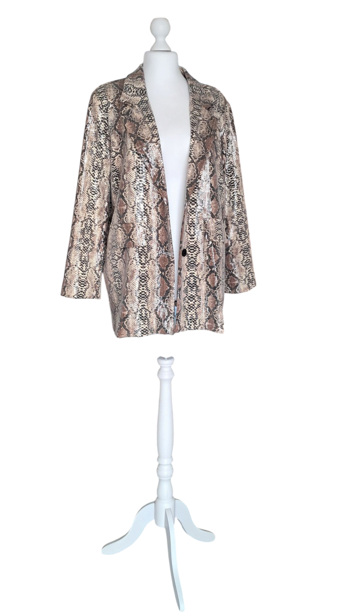 Giacca Donna 100% Cotone Oversize Paillettes Monopetto Pitonato Sartoria Artigianale Italiana T U No Label