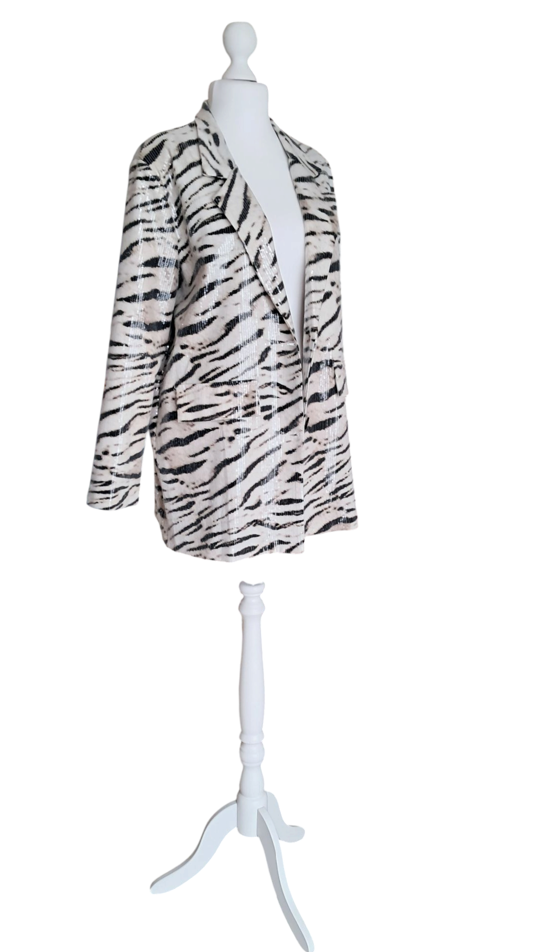 Giacca Donna Paillettes Oversize 100% Cotone Monopetto Tigrato Sartoria Artigianale Italiana T U No Label
