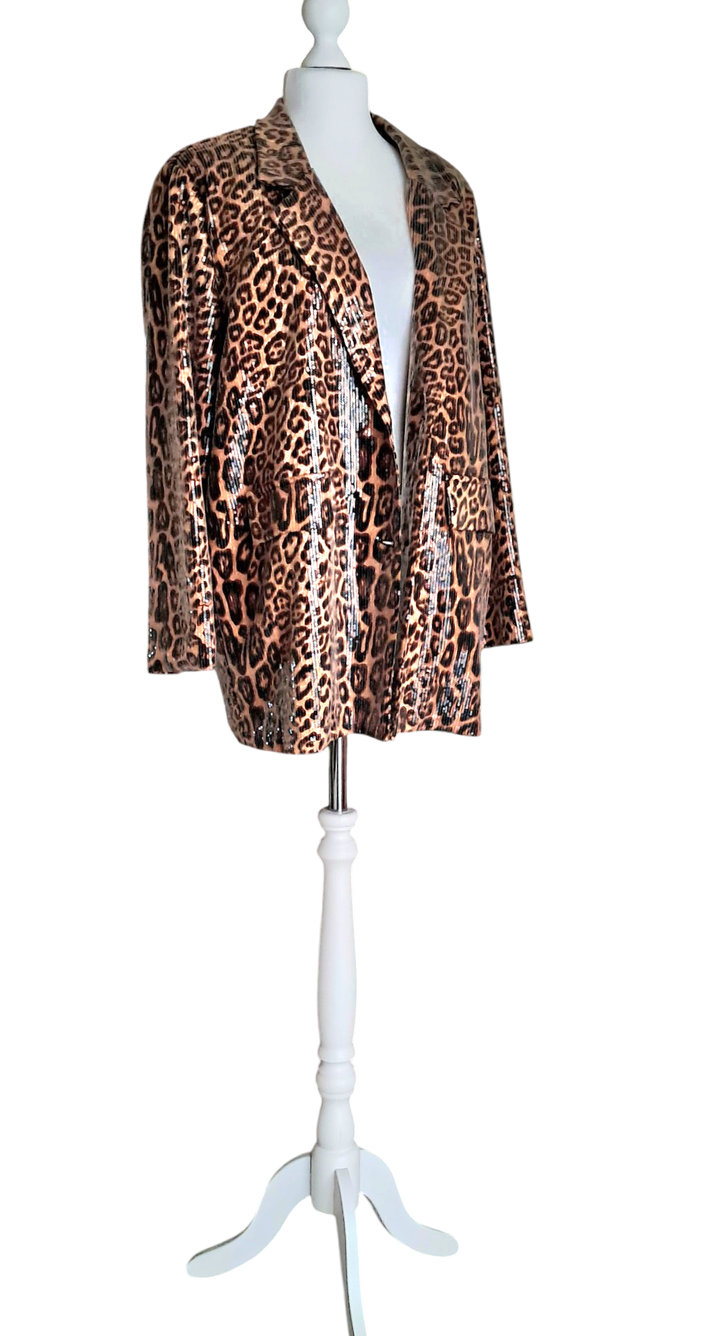 Giacca Donna Oversize Paillettes Monopetto Leopardato Sartoria Artigianale Italiana T U No Label