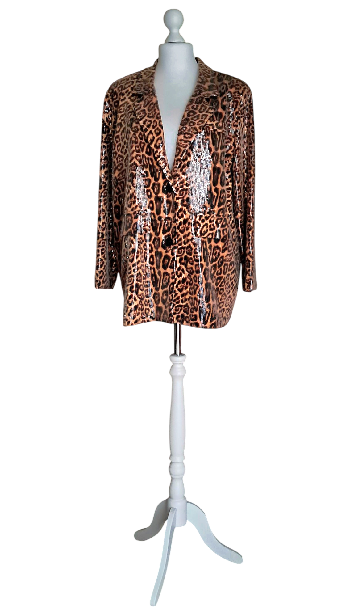 Giacca Donna Oversize Paillettes Monopetto Leopardato Sartoria Artigianale Italiana T U No Label