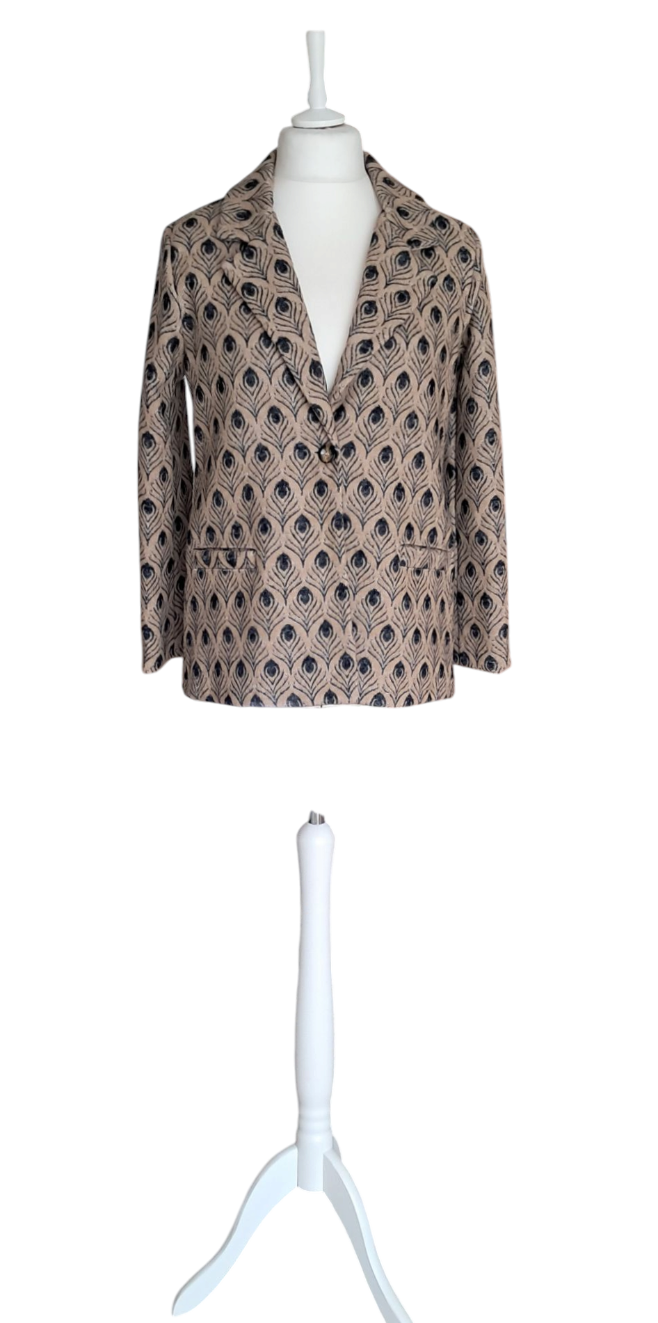 Giacca donna 100% Cotone Beige Nero Pavone Sartoria Artigianale Italiana No Label TU No Label