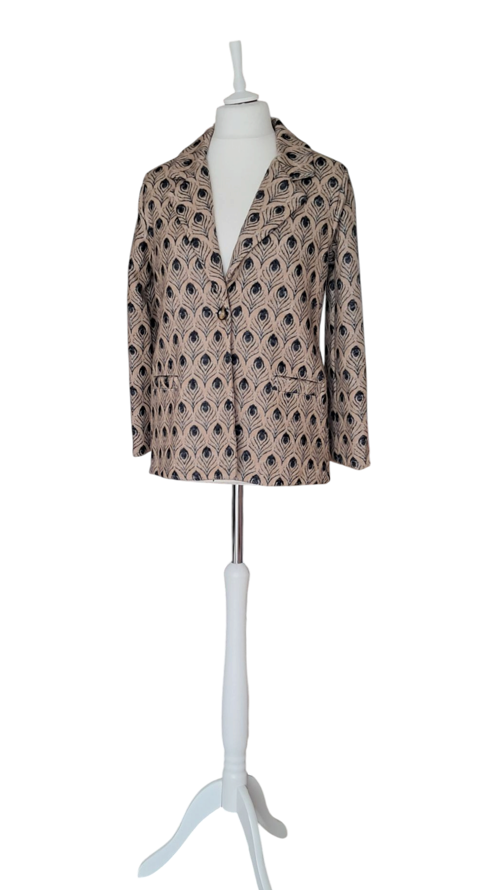 Giacca donna 100% Cotone Beige Nero Pavone Sartoria Artigianale Italiana No Label TU No Label