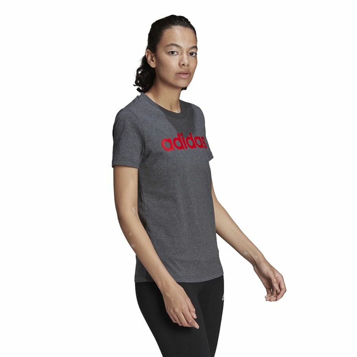 Women’s Short Sleeve T-Shirt Adidas Loungewear Essentials Logo Dark