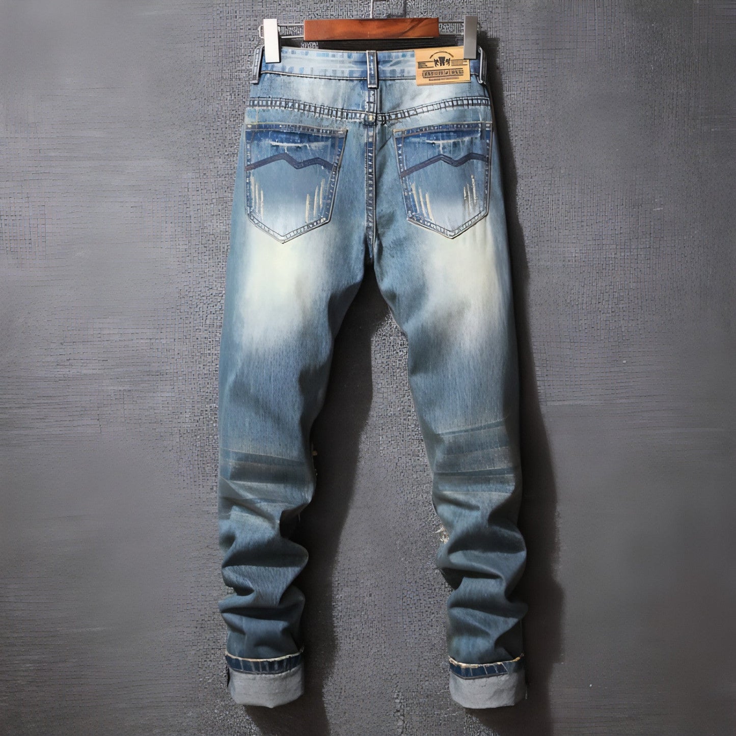 Vaqueros rotos estilo Hong Kong estilo americano casual holgado para hombre
