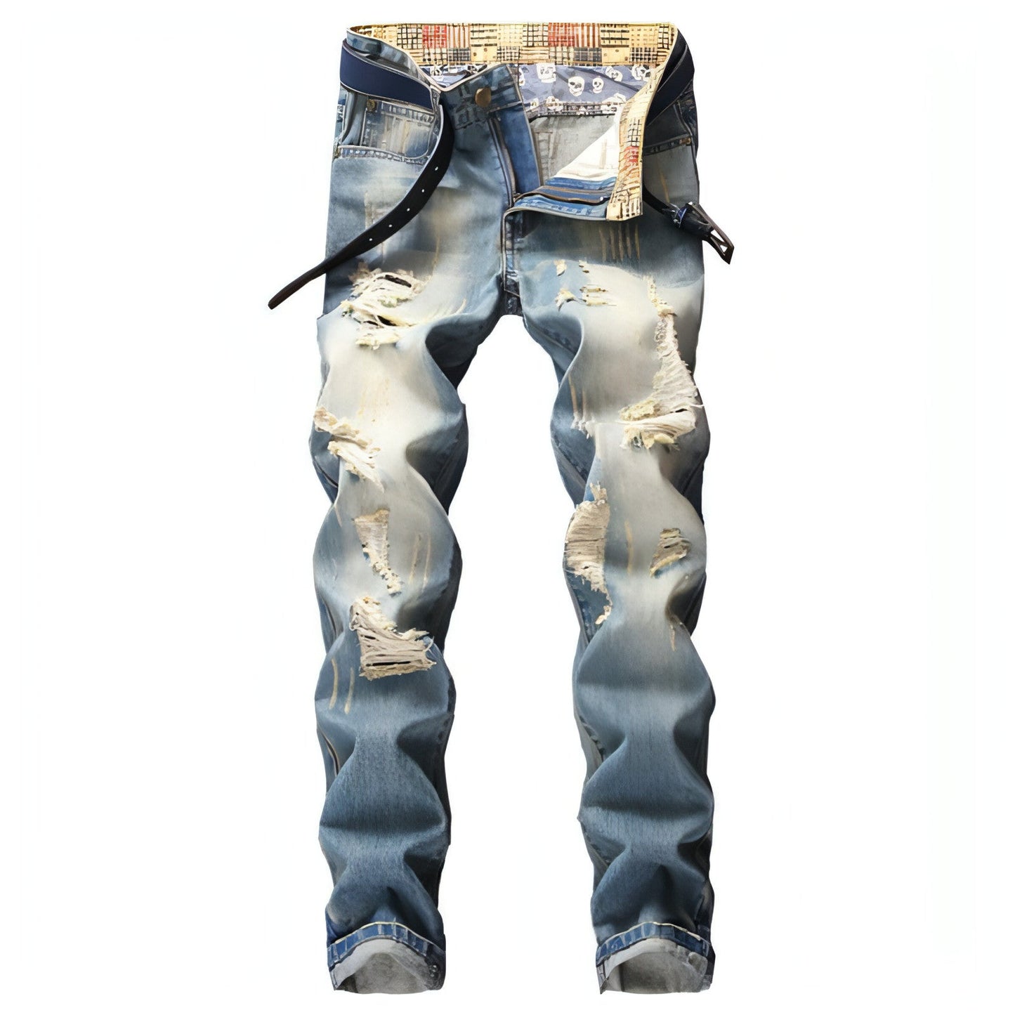 Vaqueros rotos estilo Hong Kong estilo americano casual holgado para hombre