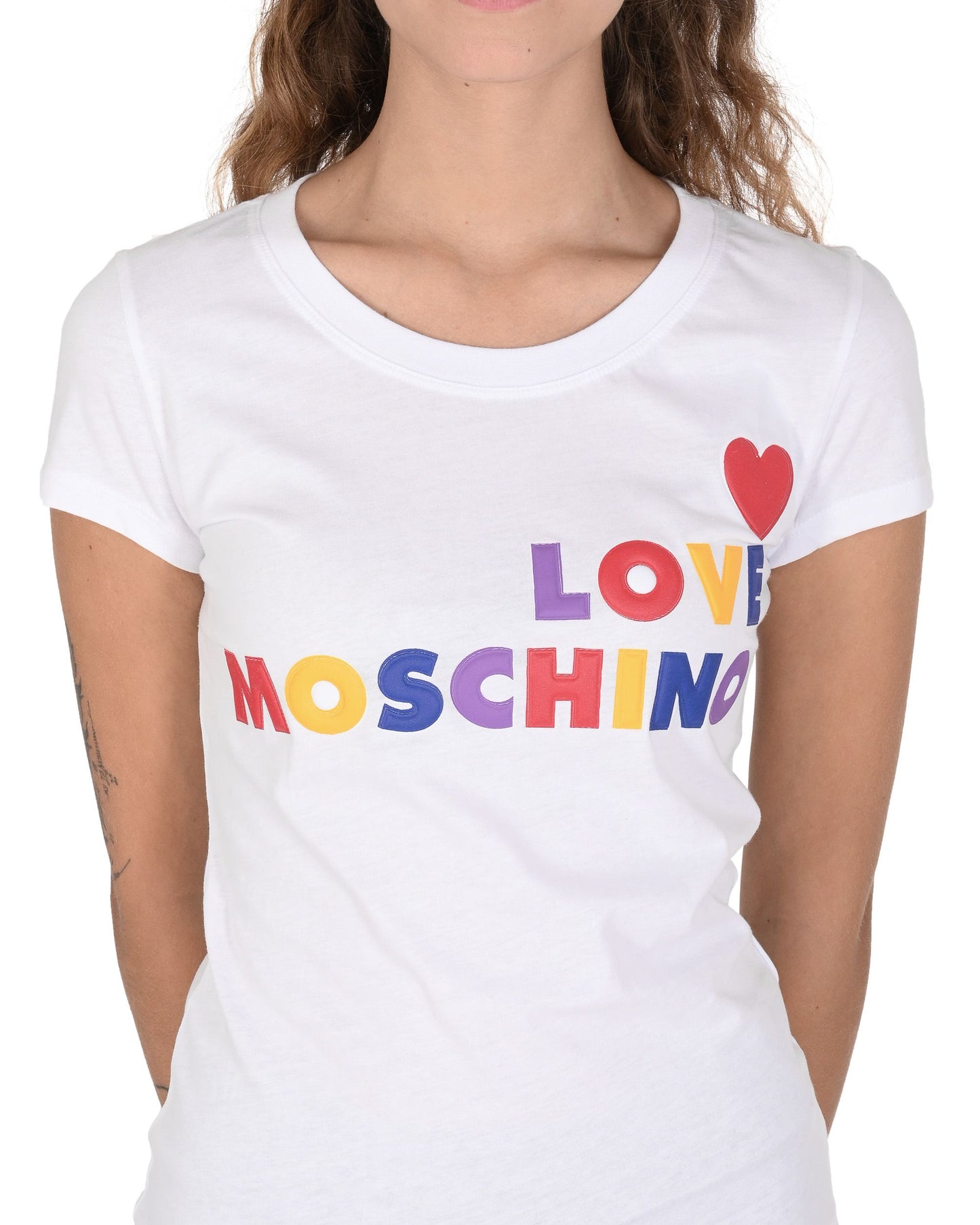 Love Moschino Womens T-Shirt W 4 B19 5B M 4083 A00 OPTICAL WHITE