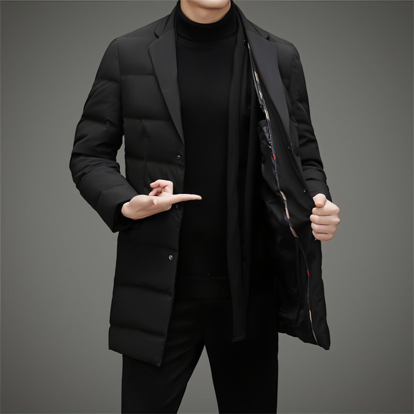 A.1 Men's Scarf Collar Cold-proof Down Jacket Coat Mid-length