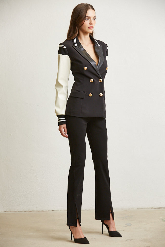 Blazer de solapa de manga larga para mujer
