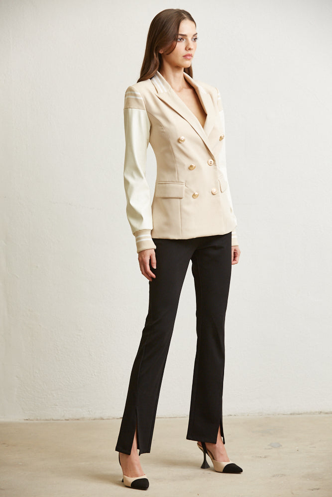 Blazer de solapa de manga larga para mujer