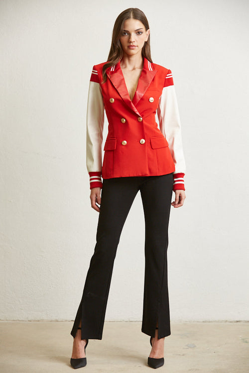 Blazer de solapa de manga larga para mujer
