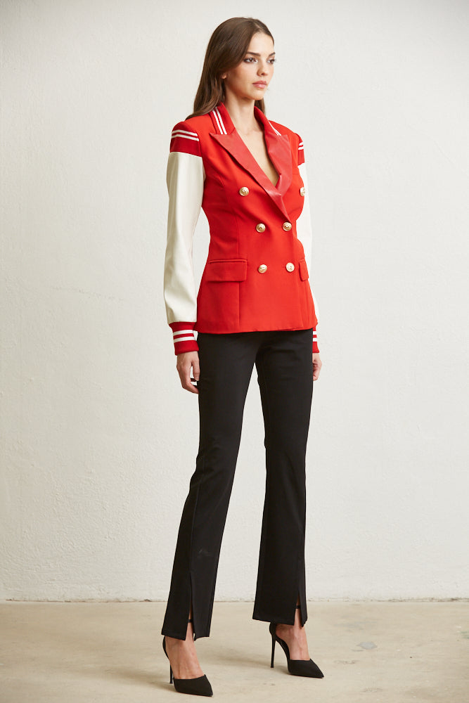 Blazer de solapa de manga larga para mujer
