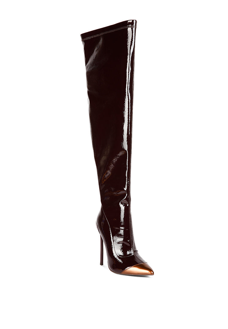 Chimes High Heel Patent Long Boots