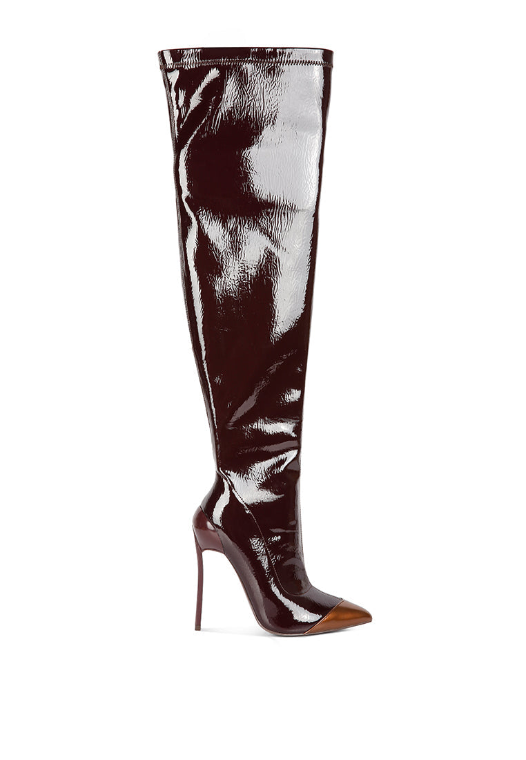 Chimes High Heel Patent Long Boots