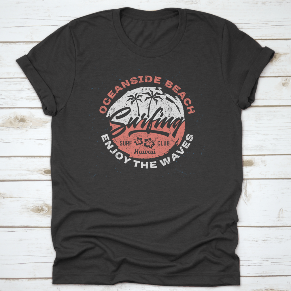 Oceanside Beach Surfing - Aged Tee Design For Printing