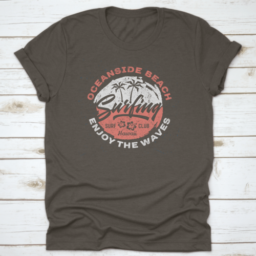 Oceanside Beach Surfing - Aged Tee Design For Printing