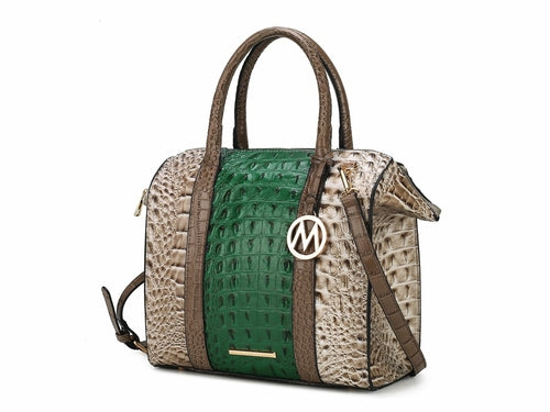 Ember Faux Crocodile-Embossed Vegan Leather Women Satchel Bag