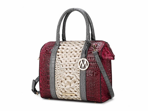 Ember Faux Crocodile-Embossed Vegan Leather Women Satchel Bag