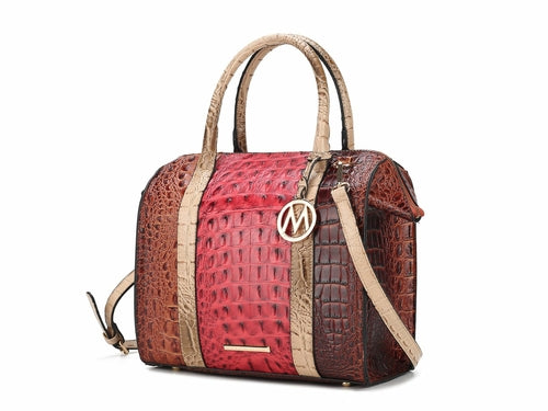 Ember Faux Crocodile-Embossed Vegan Leather Women Satchel Bag