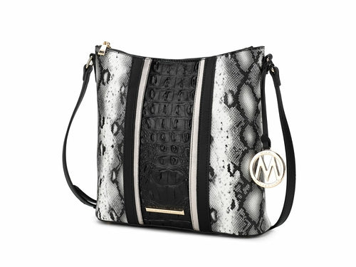 Meline Faux Crocodile and Snake Embossed Vegan Leather Shoulder