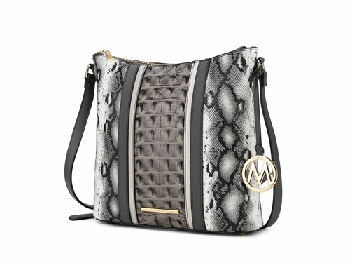 Meline Faux Crocodile and Snake Embossed Vegan Leather Shoulder