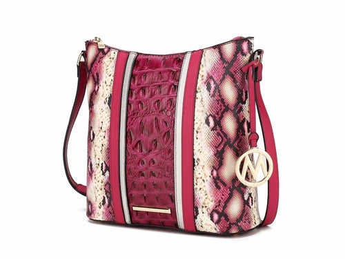 Meline Faux Crocodile and Snake Embossed Vegan Leather Shoulder