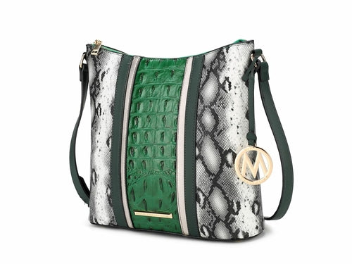 Meline Faux Crocodile and Snake Embossed Vegan Leather Shoulder