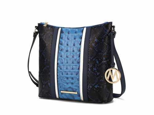 Meline Faux Crocodile and Snake Embossed Vegan Leather Shoulder