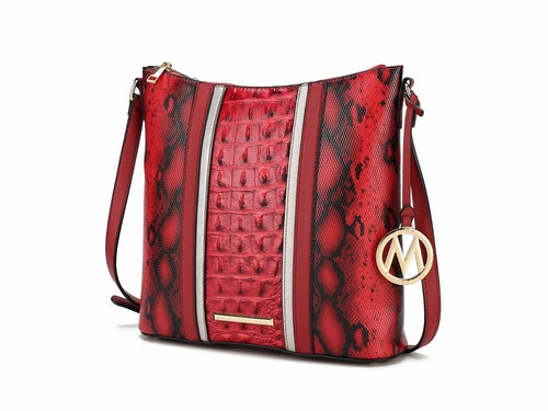 Meline Faux Crocodile and Snake Embossed Vegan Leather Shoulder
