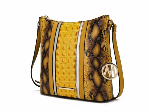 Meline Faux Crocodile and Snake Embossed Vegan Leather Shoulder