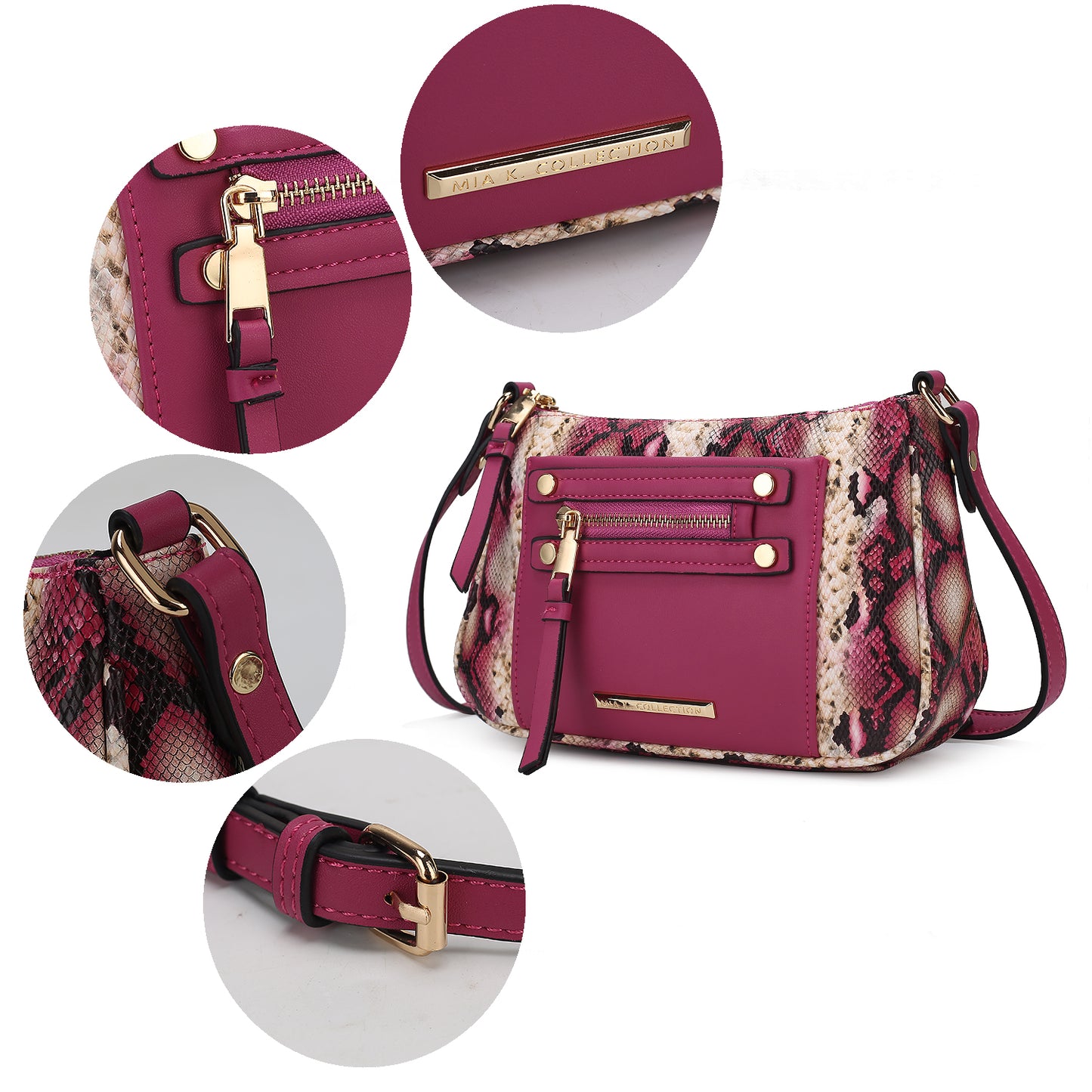 Essie Snake embossed Vegan Leather Crossbody