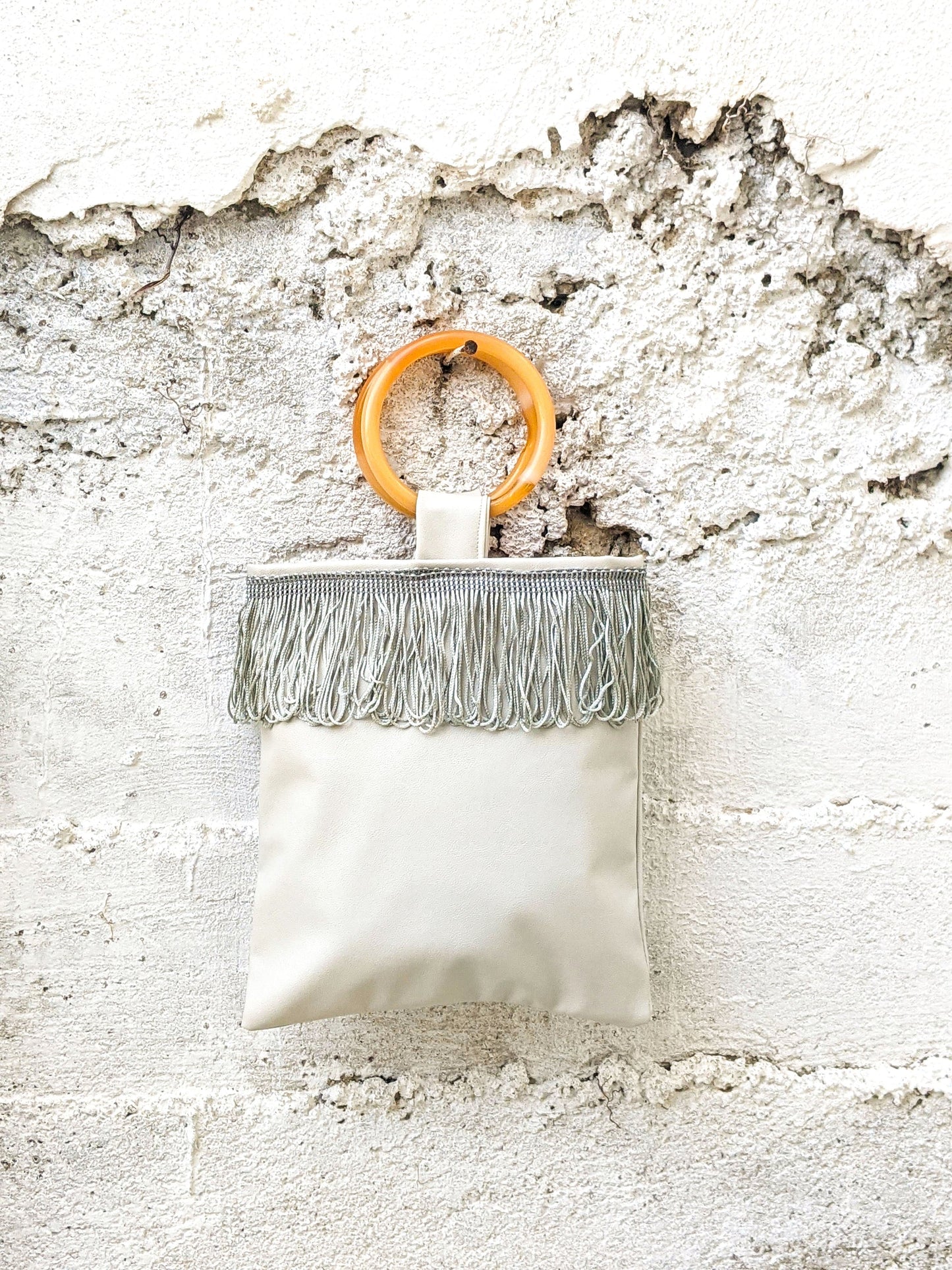 Light grey mini faux leather bag