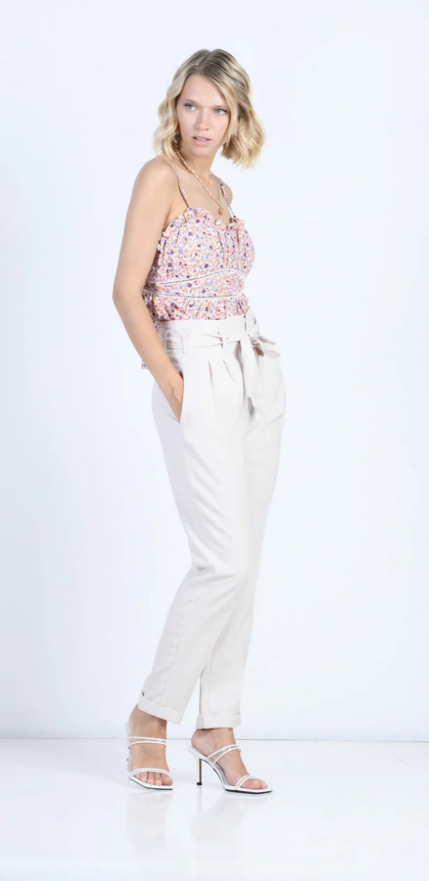 Mon Amour Pantalone Donna Natural Rosa Made in Italy