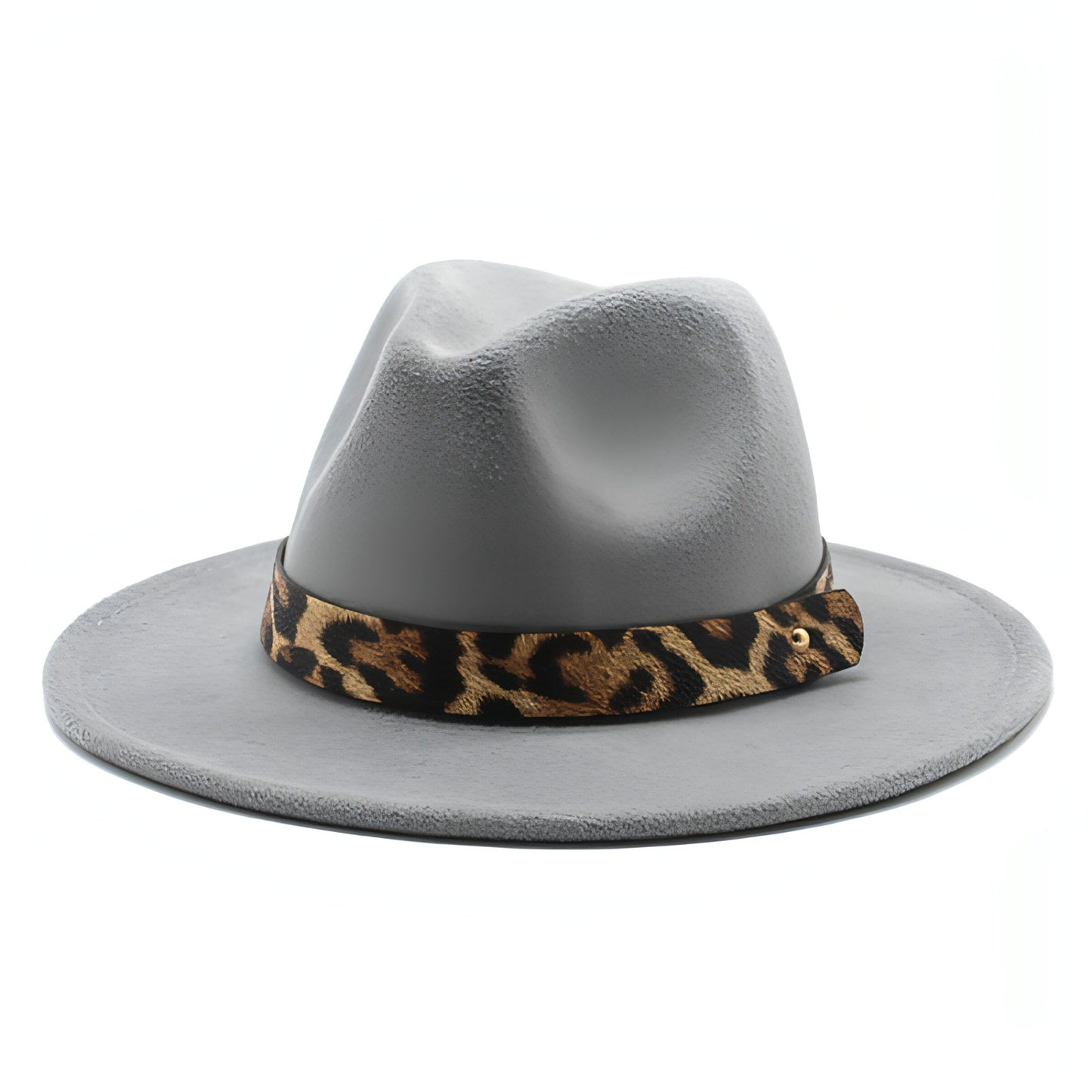 Sombrero de copa de lana con ala ancha y estampado de leopardo para hombre