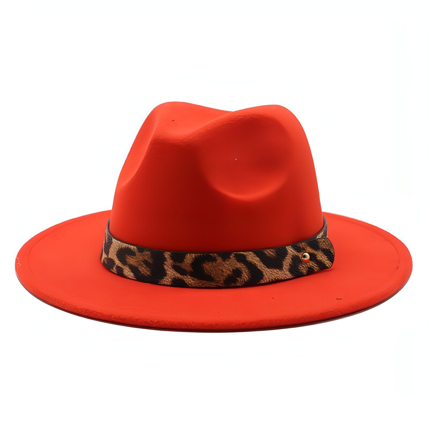 Sombrero de copa de lana con ala ancha y estampado de leopardo para hombre