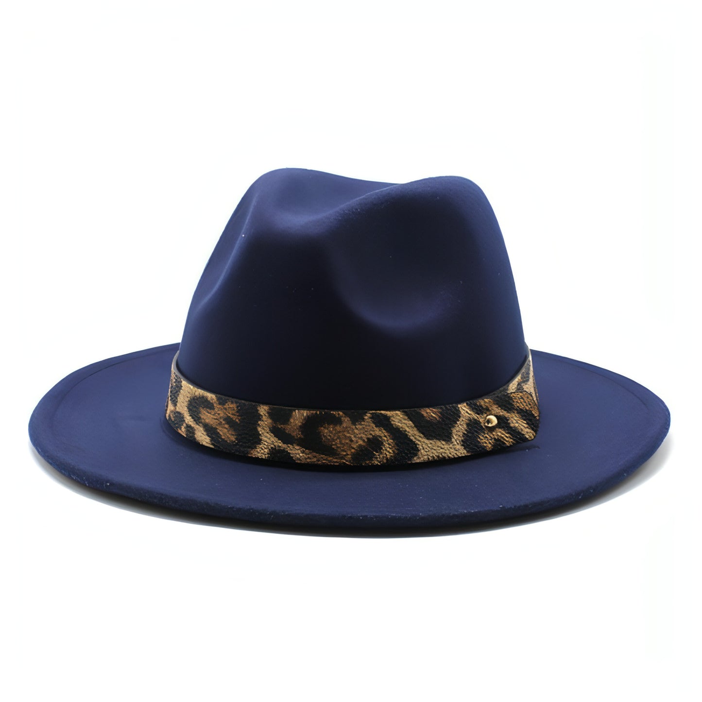 Sombrero de copa de lana con ala ancha y estampado de leopardo para hombre