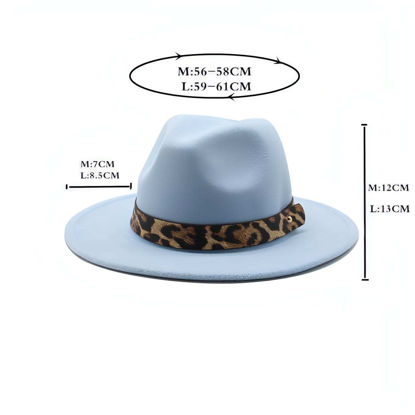 Sombrero de copa de lana con ala ancha y estampado de leopardo para hombre